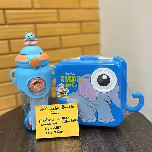 Elephant Lunch Box + Alien Water Bottle